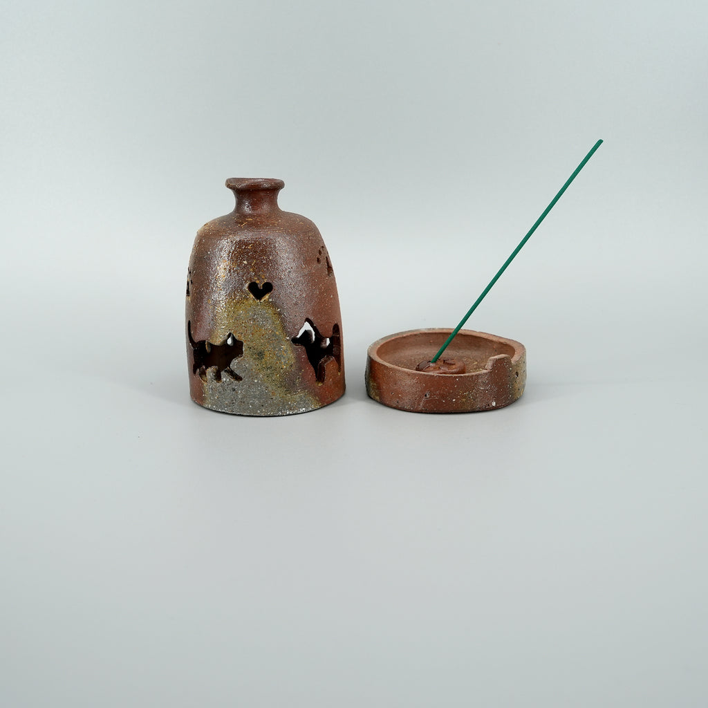 Bizen-yaki Kitten Incense Burner